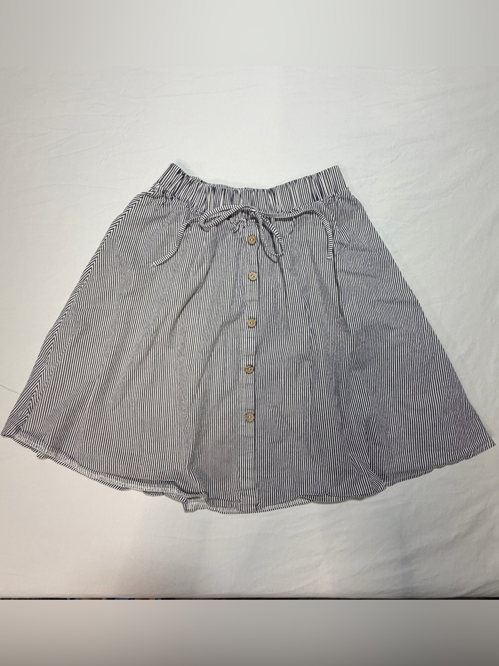 Molly Bracken Black & White Striped Button-Front Skirt